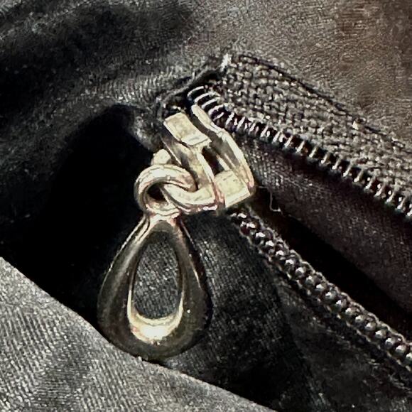 Vintage Mad by Design Black Silk Rose Handbag Glam Evening Purse Horn Handles - Picture 11 of 13